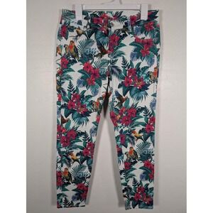 Tommy Bahama Denim Skinny Pants Womens 8 Floral Parrot Tropical TW115190